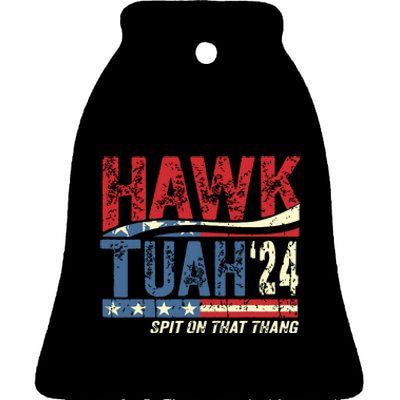 Hawk Tuah 24 Spit On That Thang Ceramic Bell Ornament