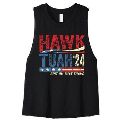 Hawk Tuah 24 Spit On That Thang Women's Racerback Cropped Tank