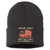 Hawk Tuah 24 Spit On That Thang America Flag Vintage Sustainable Knit Beanie