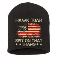 Hawk Tuah 24 Spit On That Thang America Flag Vintage Short Acrylic Beanie