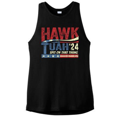 Hawk Tuah 24 Spit On That Thang Hawk Tuah 2024 Funny Viral Design Ladies PosiCharge Tri-Blend Wicking Tank