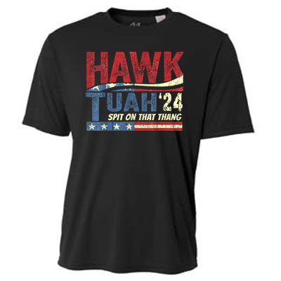 Hawk Tuah 24 Spit On That Thang Hawk Tuah 2024 Funny Viral Design Cooling Performance Crew T-Shirt