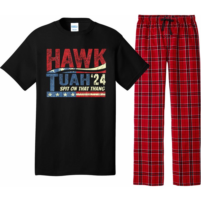 Hawk Tuah 24 Spit On That Thang Hawk Tuah 2024 Funny Viral Design Pajama Set