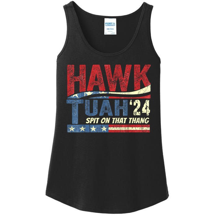 Hawk Tuah 24 Spit On That Thang Hawk Tuah 2024 Funny Viral Design Ladies Essential Tank