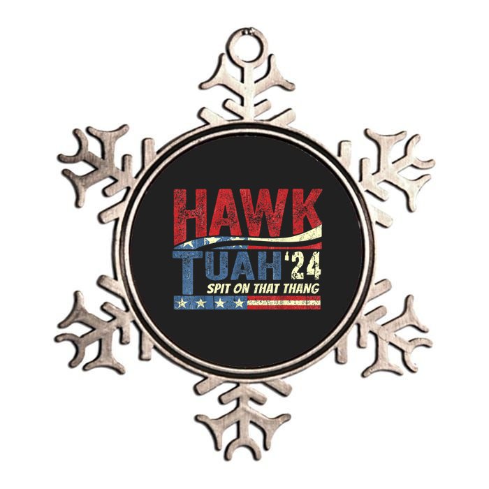 Hawk Tuah 24 Spit On That Thang Hawk Tuah 2024 Funny Viral Design Metallic Star Ornament