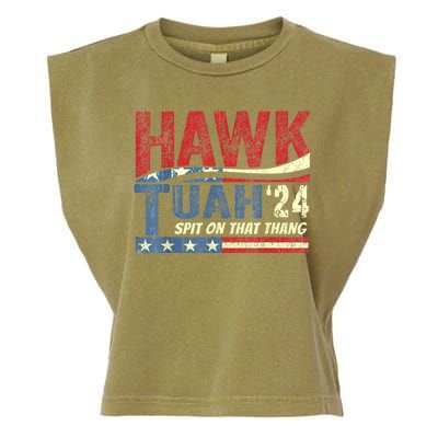 Hawk Tuah 24 Spit On That Thang Hawk Tuah 2024 Funny Viral Design Garment-Dyed Women's Muscle Tee