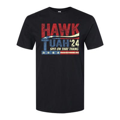 Hawk Tuah 24 Spit On That Thang Hawk Tuah 2024 Funny Viral Design Softstyle CVC T-Shirt