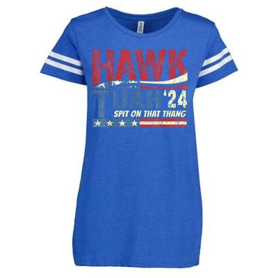 Hawk Tuah 24 Spit On That Thang Hawk Tuah 2024 Funny Viral Design Enza Ladies Jersey Football T-Shirt