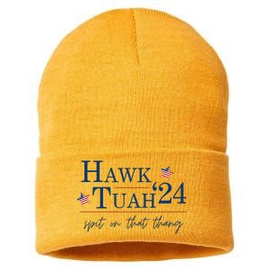 Hawk Tuah 24 Election Tiktok Trend Political Funny Sustainable Knit Beanie