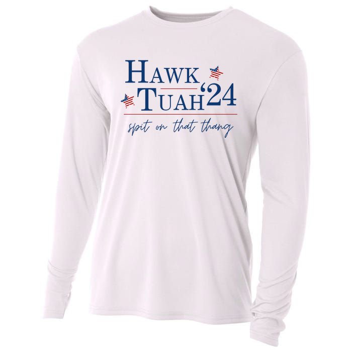 Hawk Tuah 24 Election Tiktok Trend Political Funny Cooling Performance Long Sleeve Crew