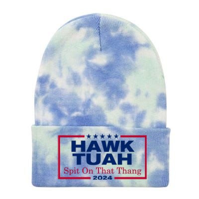 Hawk Tuah 24 Spit On That Thang Funny Quote Tie Dye 12in Knit Beanie