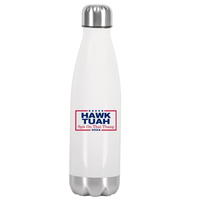 Hawk Tuah 24 Spit On That Thang Funny Quote Stainless Steel Insulated Water Bottle