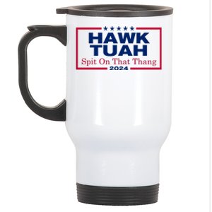 Hawk Tuah 24 Spit On That Thang Funny Quote Stainless Steel Travel Mug