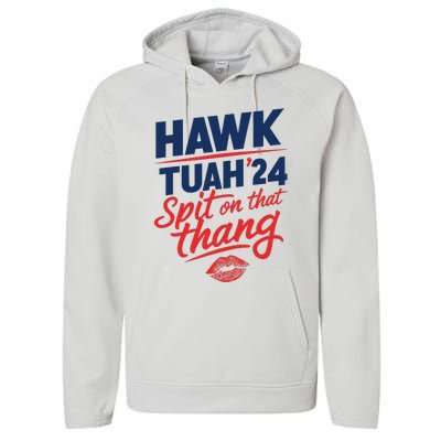 Hawk Tuah 2024 Funny Hawk Tush Design Performance Fleece Hoodie