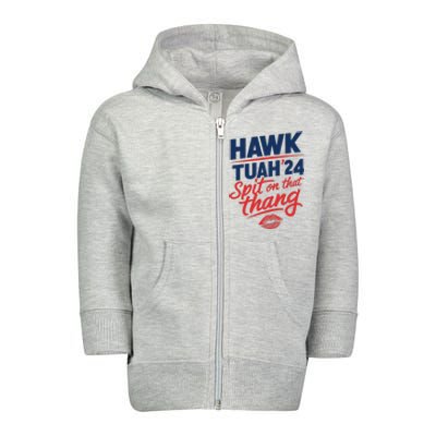 Hawk Tuah 2024 Funny Hawk Tush Design Toddler Zip Fleece Hoodie