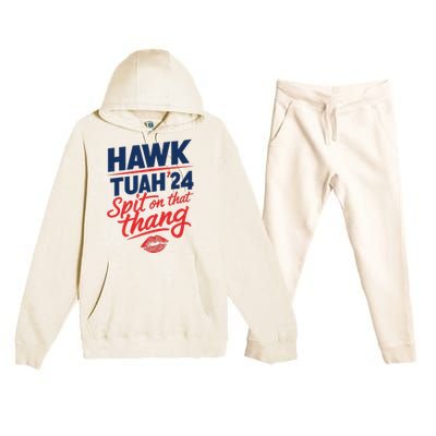 Hawk Tuah 2024 Funny Hawk Tush Design Premium Hooded Sweatsuit Set