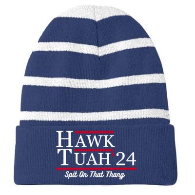 Hawk Tuah 24 Spit On That Thang Striped Beanie with Solid Band