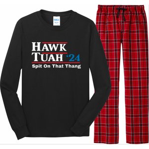 Hawk Tuah 24 Spit On That Thang Funny Quote Long Sleeve Pajama Set