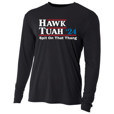 Hawk Tuah 24 Spit On That Thang Funny Quote Cooling Performance Long Sleeve Crew