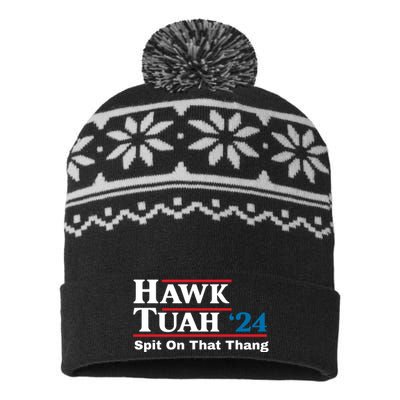 Hawk Tuah 24 Spit On That Thang Funny Quote USA-Made Snowflake Beanie