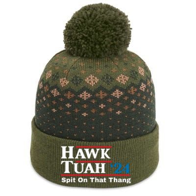 Hawk Tuah 24 Spit On That Thang Funny Quote The Baniff Cuffed Pom Beanie