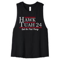 Hawk Tuah 24 Spit On That Thang Women's Racerback Cropped Tank