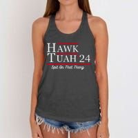 Hawk Tuah 24 Spit On That Thang Women's Knotted Racerback Tank