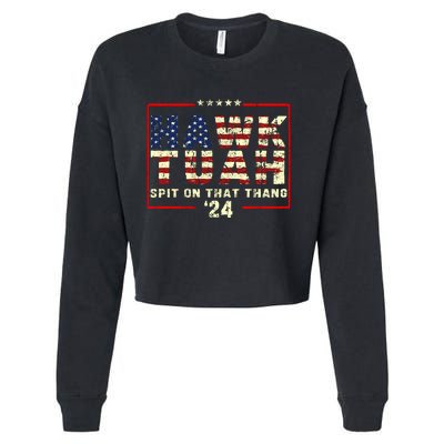 Hawk Tuah 24 Spit On That Thang Funny Quote Cropped Pullover Crew