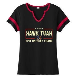 Hawk Tuah 24 Spit On That Thang Funny Quote Ladies Halftime Notch Neck Tee