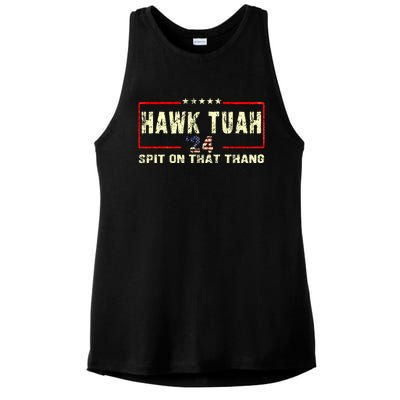 Hawk Tuah 24 Spit On That Thang Funny Quote Ladies PosiCharge Tri-Blend Wicking Tank