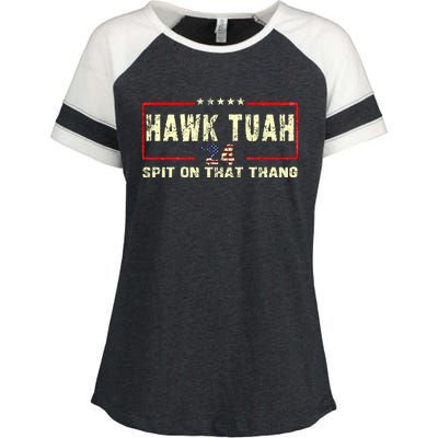 Hawk Tuah 24 Spit On That Thang Funny Quote Enza Ladies Jersey Colorblock Tee