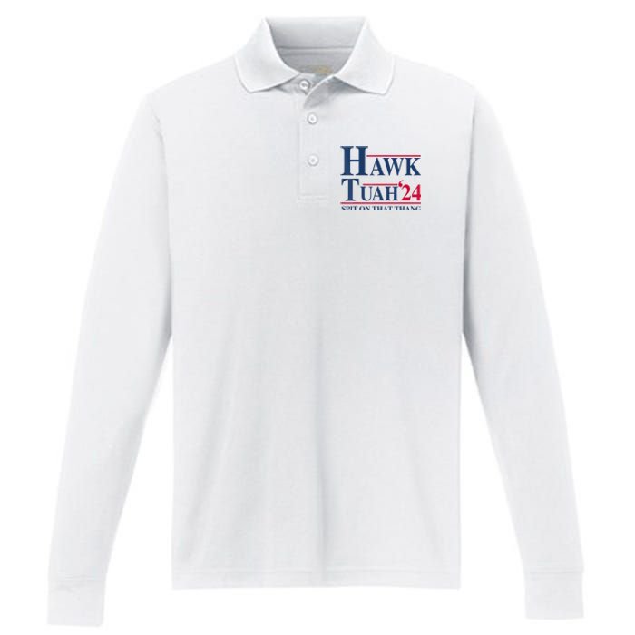 Hawk Tuah 24 Spit On That Thang Performance Long Sleeve Polo