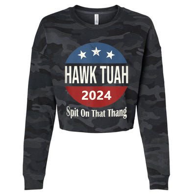 Hawk Tuah 24 Spit On That Thang Cropped Pullover Crew