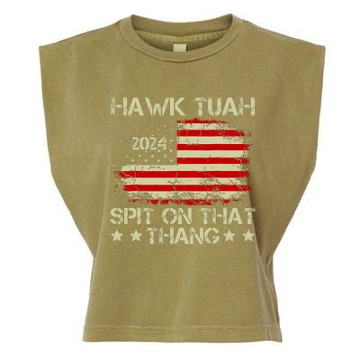 Hawk Tuah 24 Spit On That Thang Funny Quote Garment-Dyed Women's Muscle Tee