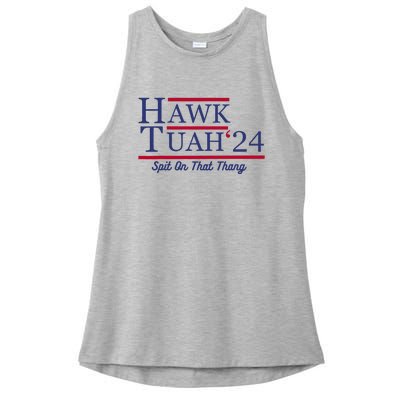 Hawk Tuah 24 Spit On That Thang Ladies PosiCharge Tri-Blend Wicking Tank