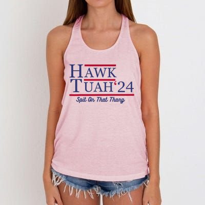 Hawk Tuah 24 Spit On That Thang Women's Knotted Racerback Tank