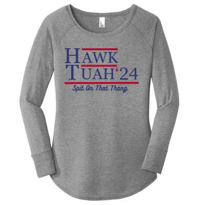 Hawk Tuah 24 Spit On That Thang Women's Perfect Tri Tunic Long Sleeve Shirt