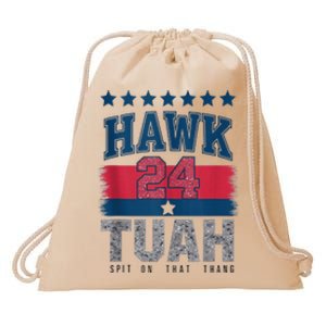 Hawk Tauh 24 Spit On That Thang Usa American Flag Meme Quote Drawstring Bag