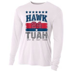 Hawk Tauh 24 Spit On That Thang Usa American Flag Meme Quote Cooling Performance Long Sleeve Crew