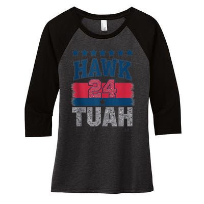 Hawk Tauh 24 Spit On That Thang Usa American Flag Meme Quote Women's Tri-Blend 3/4-Sleeve Raglan Shirt