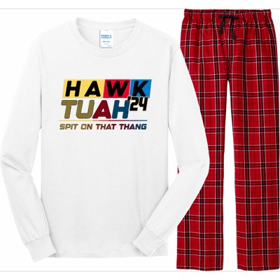 Hawk Tuah 24 Spit On That Thang Funny Saying Long Sleeve Pajama Set