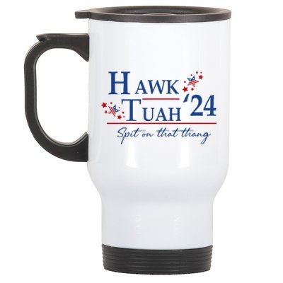 Hawk Tuah 2024 Patriotic Election Stars Stainless Steel Travel Mug