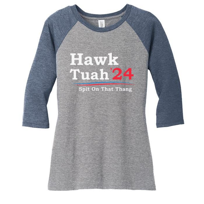 Hawk Tuah 2024 Spit On That Thang Viral Women's Tri-Blend 3/4-Sleeve Raglan Shirt