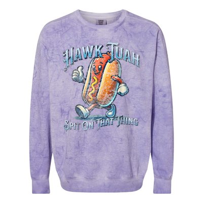 Hawk Tuah 24 Spit On That Thang 4th Of July Funny Hot Dog Colorblast Crewneck Sweatshirt