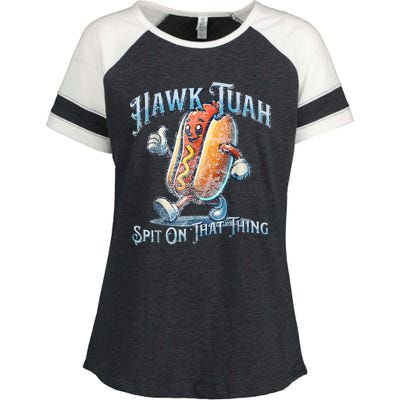 Hawk Tuah 24 Spit On That Thang 4th Of July Funny Hot Dog Enza Ladies Jersey Colorblock Tee