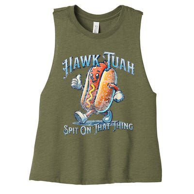 Hawk Tuah 24 Spit On That Thang 4th Of July Funny Hot Dog Women's Racerback Cropped Tank