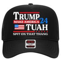 Hawk Tush 24 Funny Trump 2024 Flag Maga Spit On That Thing High Crown Mesh Back Trucker Hat