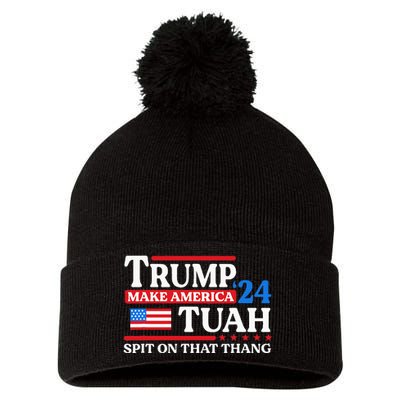 Hawk Tush 24 Funny Trump 2024 Flag Maga Spit On That Thing Pom Pom 12in Knit Beanie