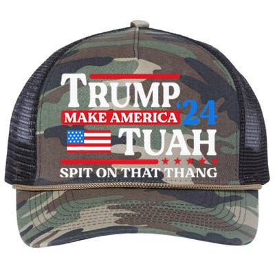 Hawk Tush 24 Funny Trump 2024 Flag Maga Spit On That Thing Retro Rope Trucker Hat Cap