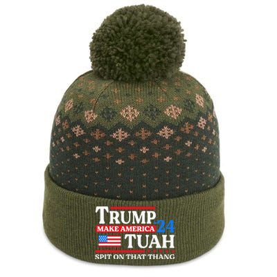 Hawk Tush 24 Funny Trump 2024 Flag Maga Spit On That Thing The Baniff Cuffed Pom Beanie